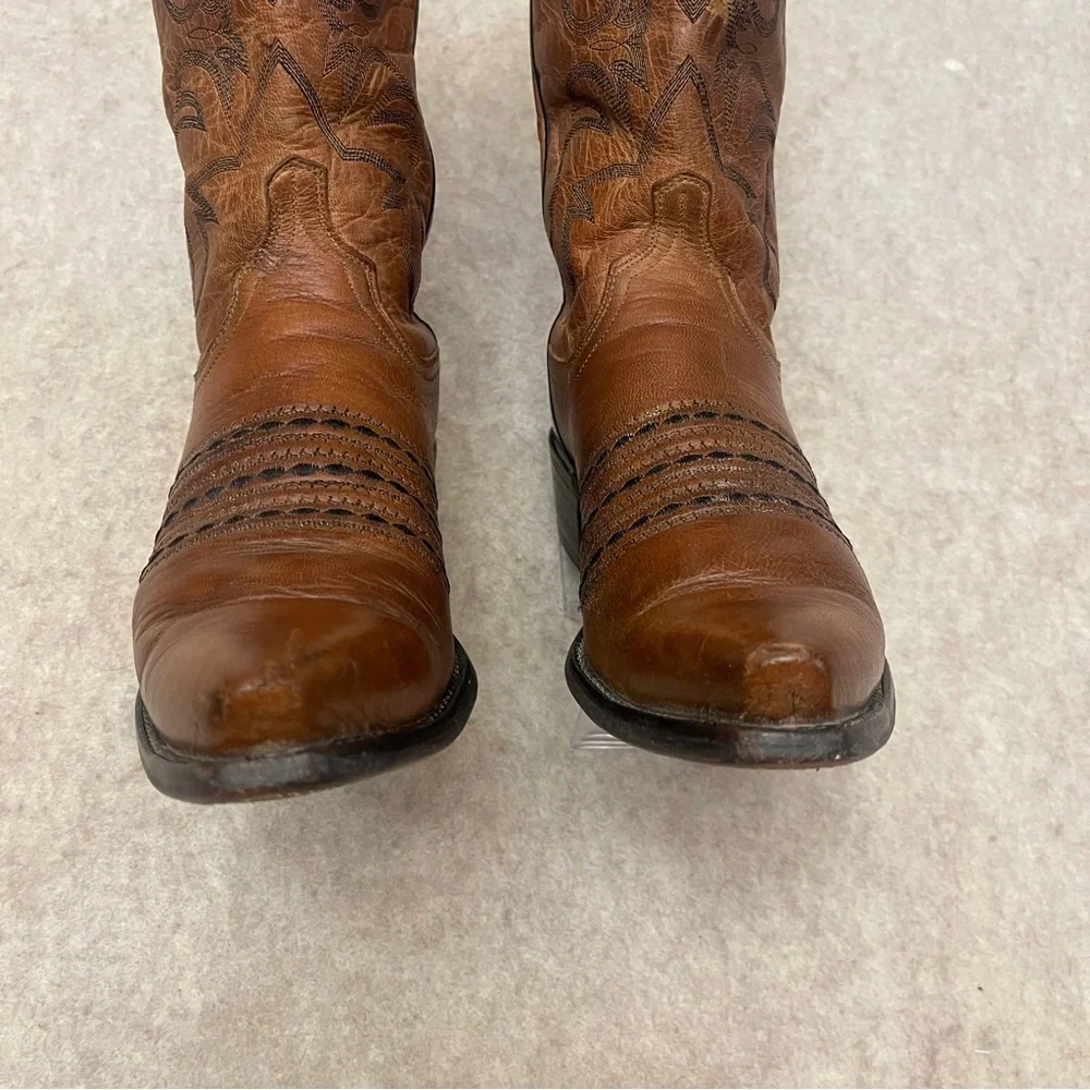 Lucchese 1883 N1561 Brown Leather Snip Toe Western Cowboy Boots Men’s Size 9.5D